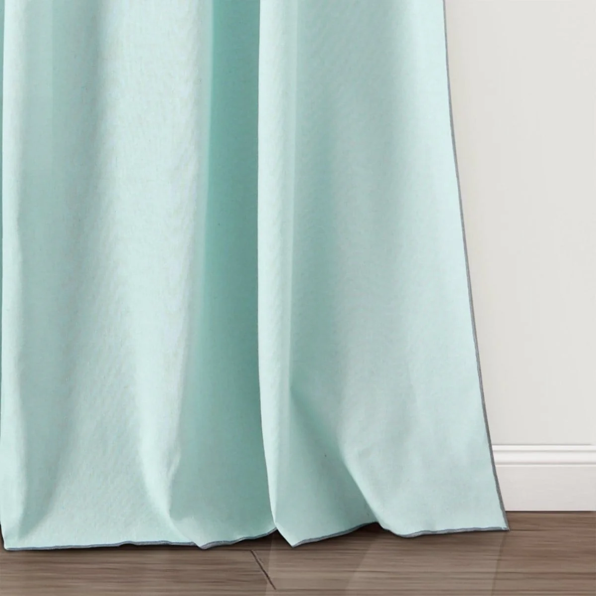 Modern Faux Linen Embroidered Edge With Attached Valance Window Curtain Panel Set - Image 8