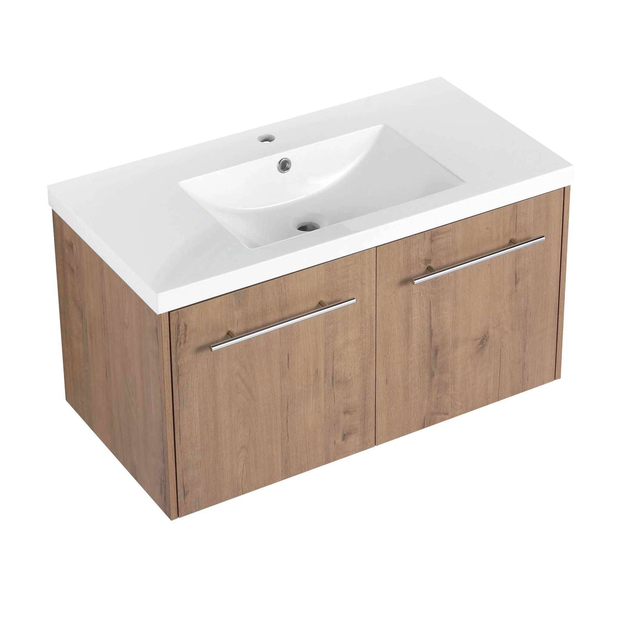 Modern Floating Bathroom Vanity With Resin Sink, Soft Close Doors - Image 12