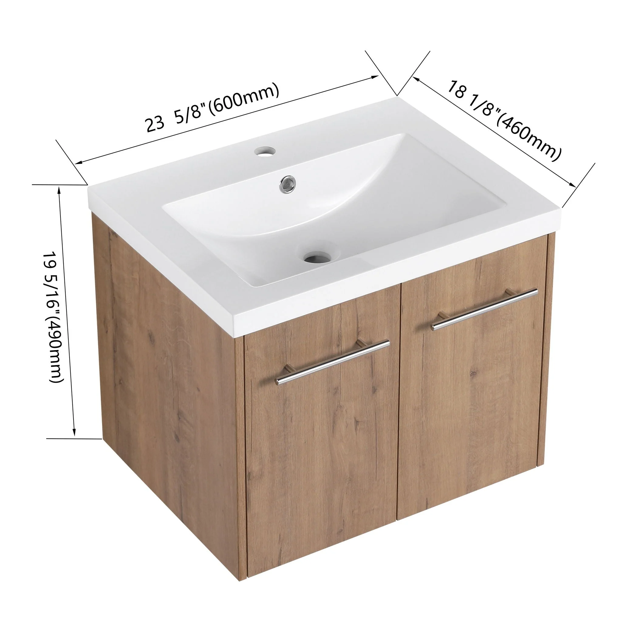 Modern Floating Bathroom Vanity With Resin Sink, Soft Close Doors - Image 6