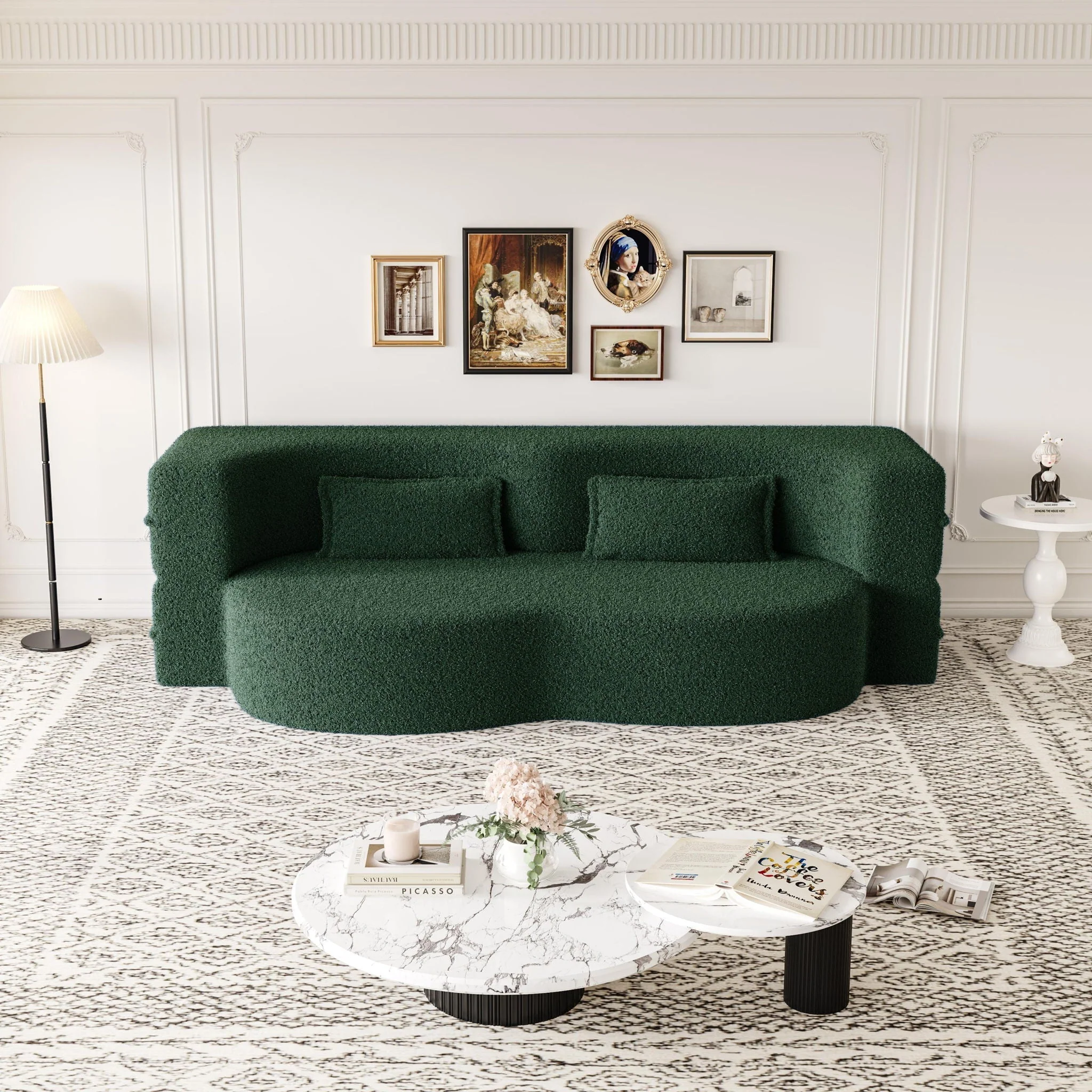 Modern Floor Sofa, With 2 Pillows, Convertible Teddy Fabric Foam Filled Bed - Image 14