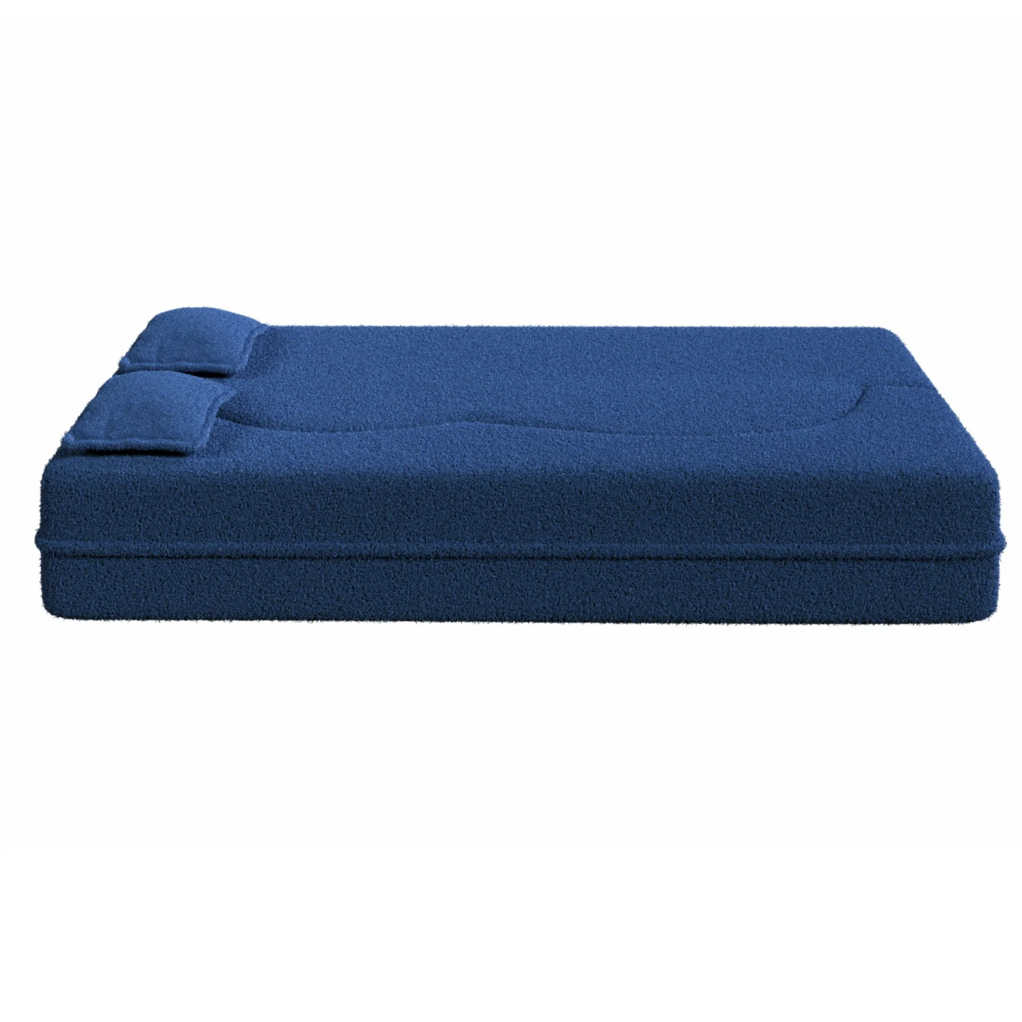 Modern Floor Sofa, With 2 Pillows, Convertible Teddy Fabric Foam Filled Bed - Image 3