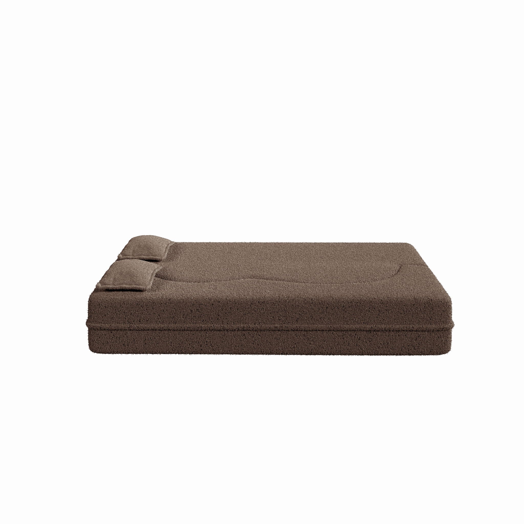 Modern Floor Sofa, With 2 Pillows, Convertible Teddy Fabric Foam Filled Bed - Image 7