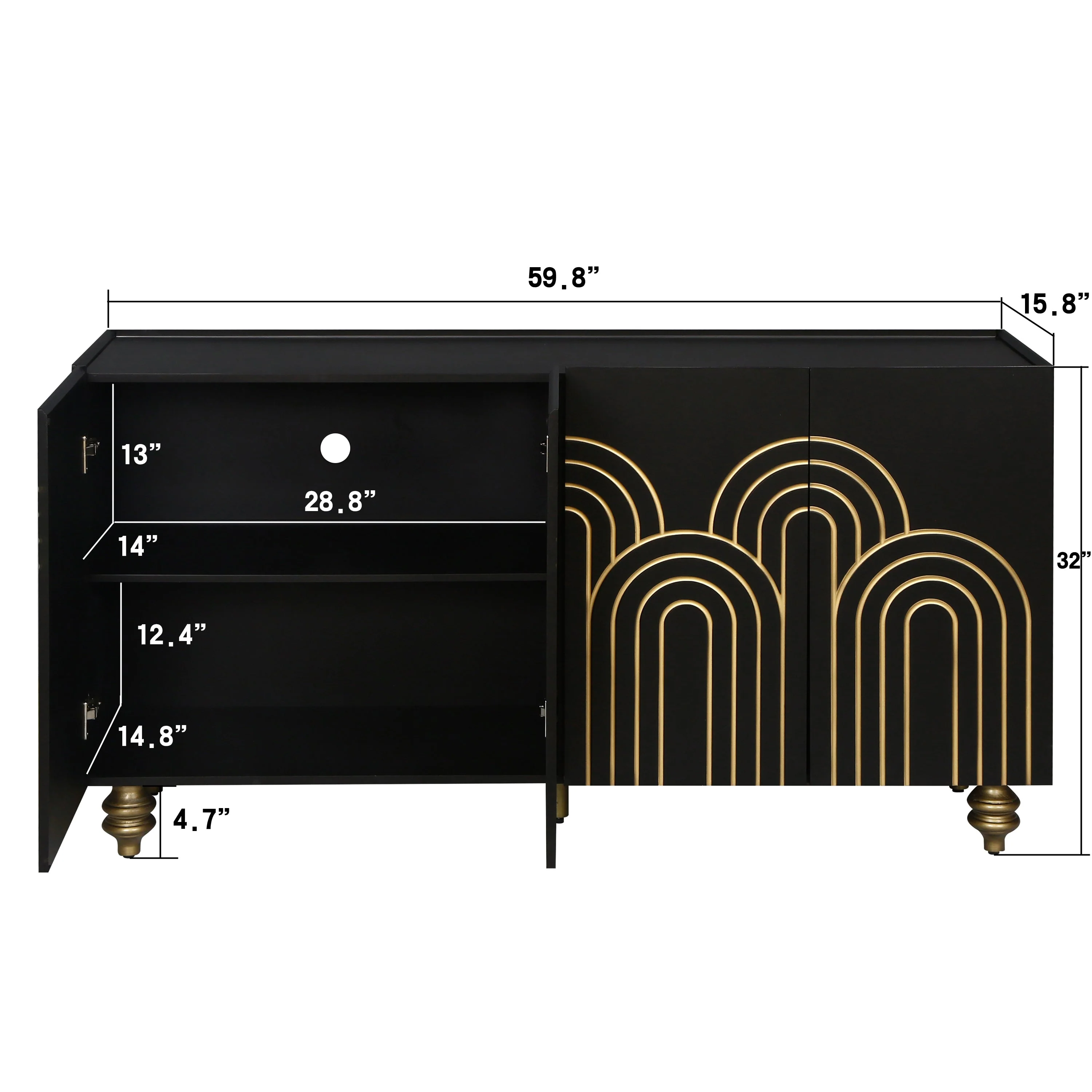 Modern Fluted Sideboard Buffet with Storage - Image 3
