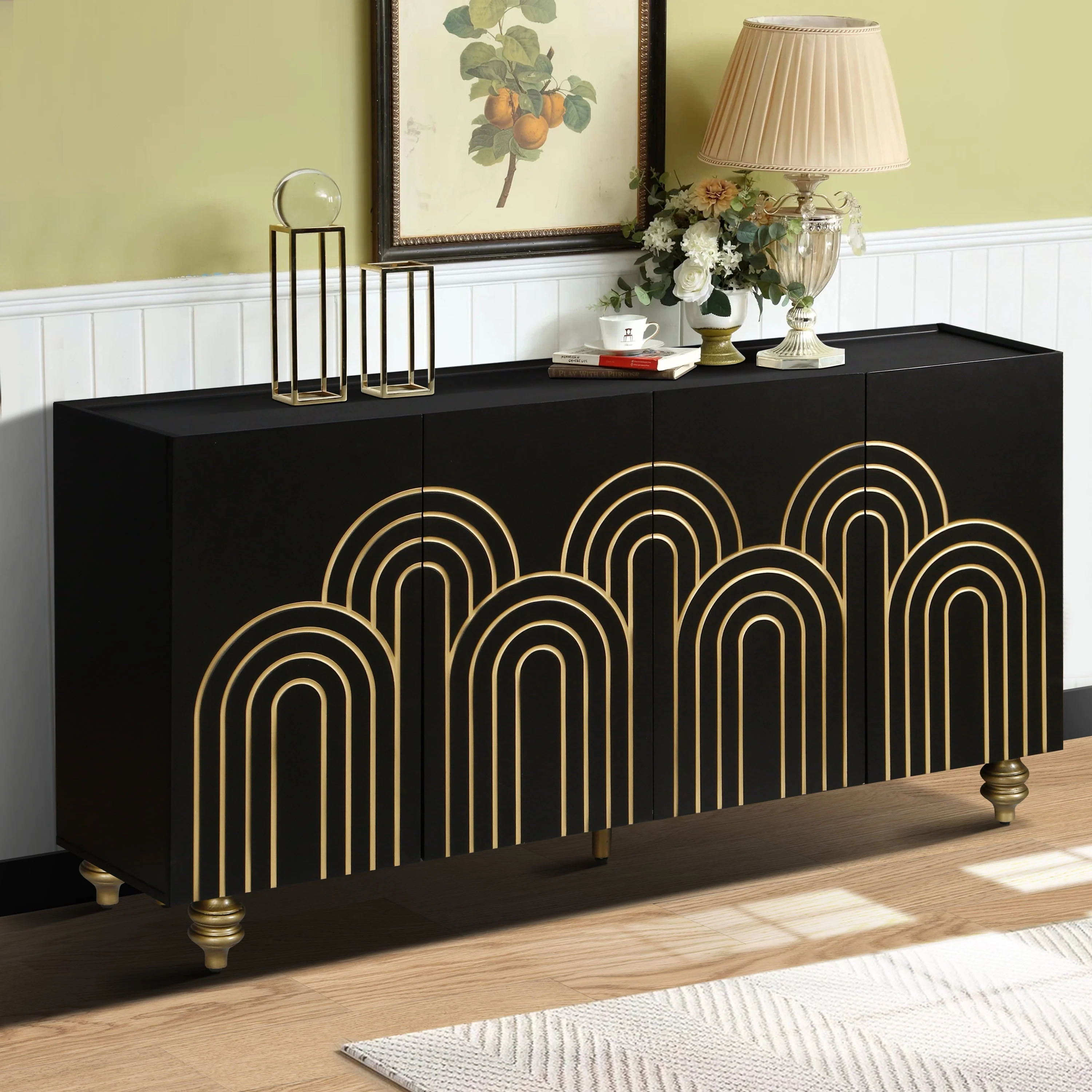 Modern Fluted Sideboard Buffet with Storage - Image 4