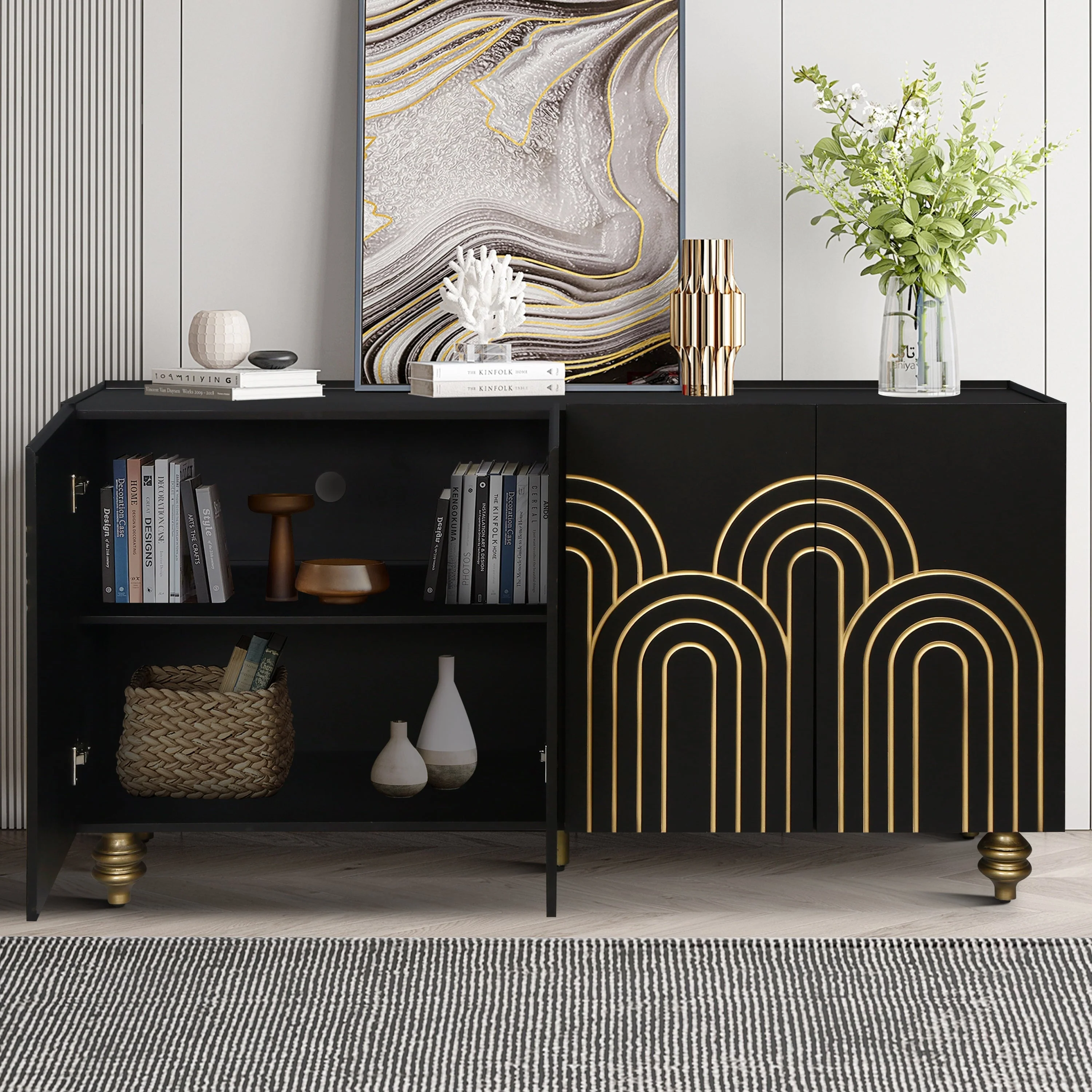 Modern Fluted Sideboard Buffet with Storage - Image 5
