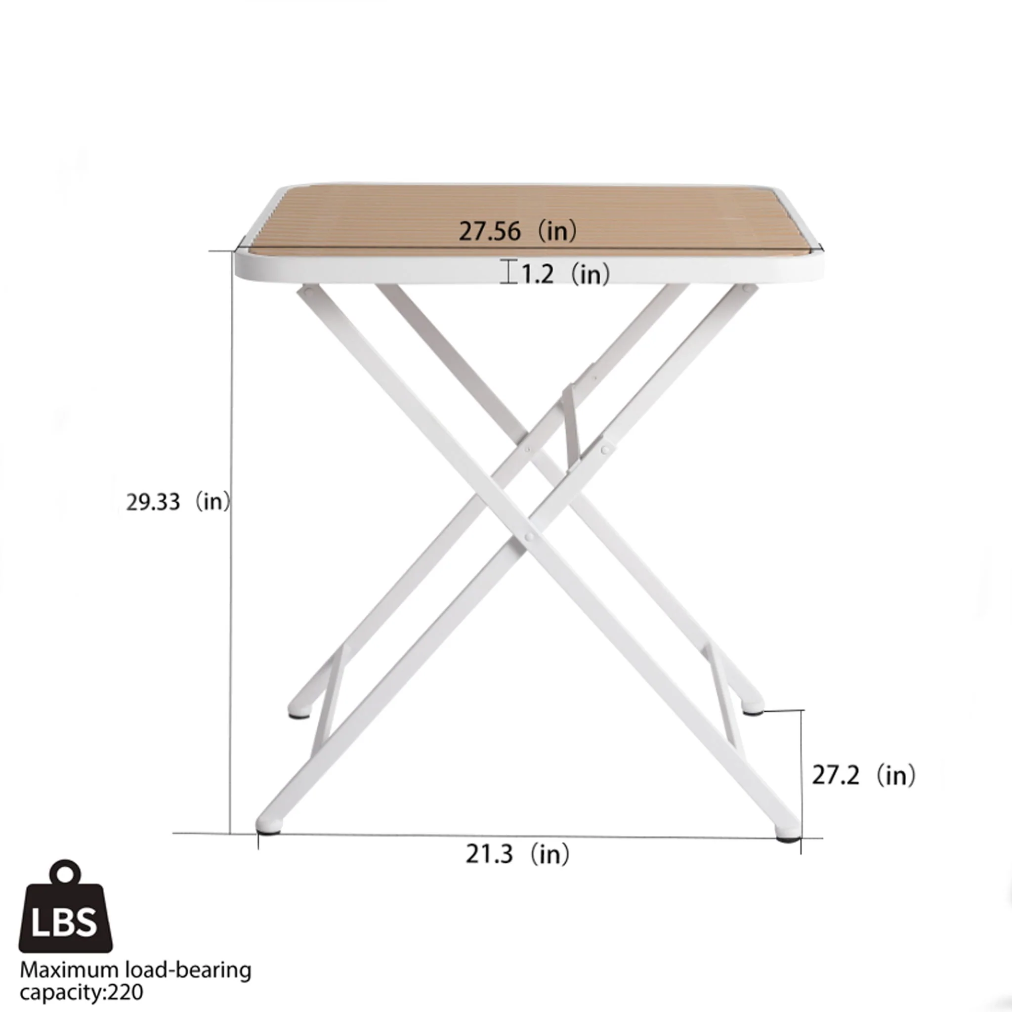 Modern Folding Square Table, Water Proof And Wear Resistant - Apricot / White - Image 2