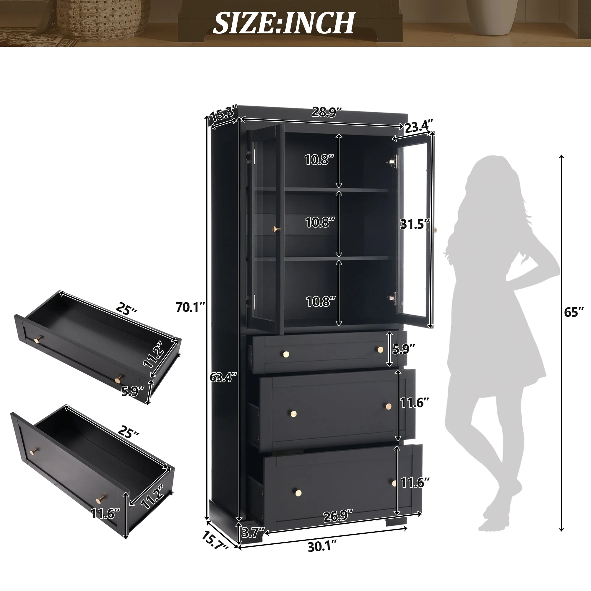 Modern Freestanding Tall Bathroom Cabinet - Image 3