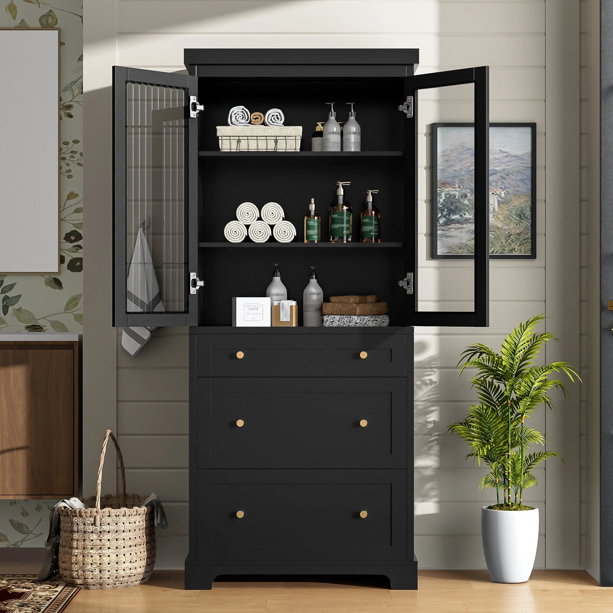 Modern Freestanding Tall Bathroom Cabinet - Image 4