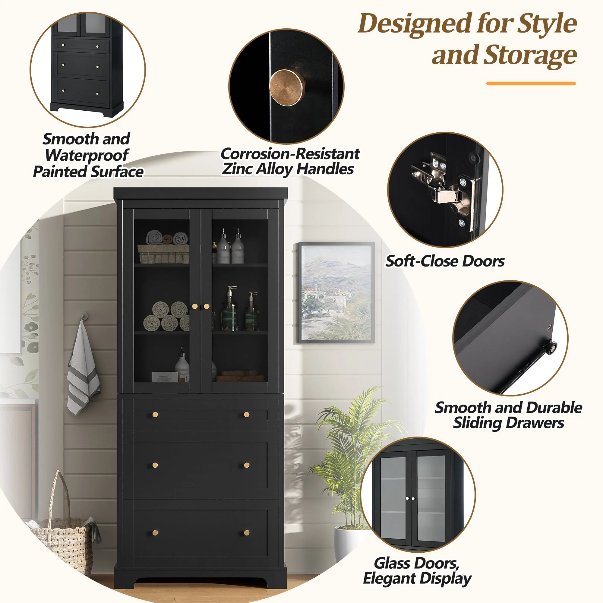 Modern Freestanding Tall Bathroom Cabinet - Image 6