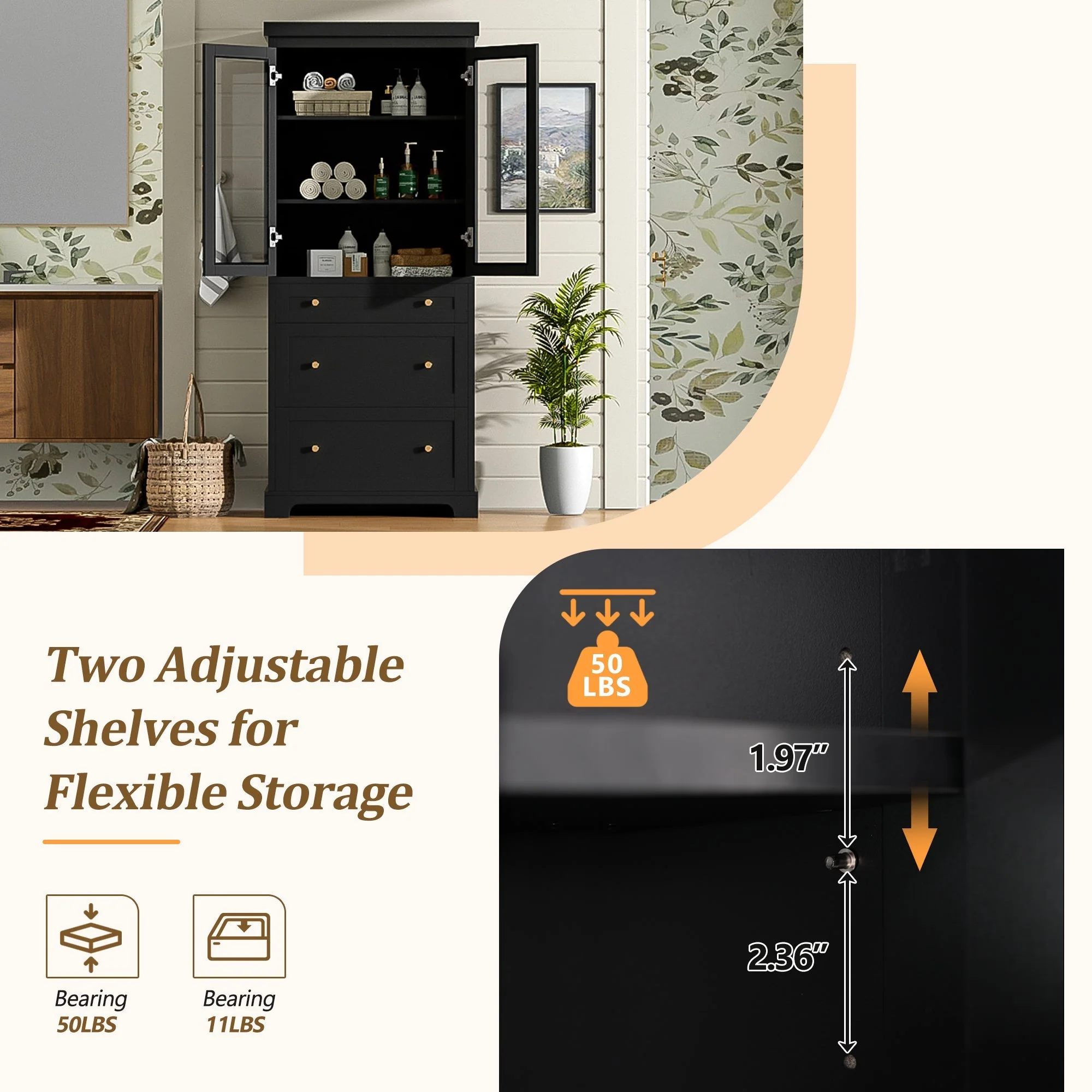 Modern Freestanding Tall Bathroom Cabinet - Image 8