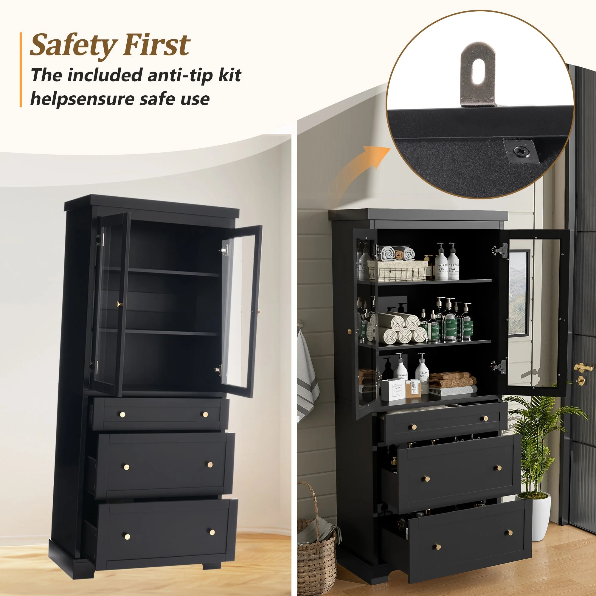 Modern Freestanding Tall Bathroom Cabinet - Image 9