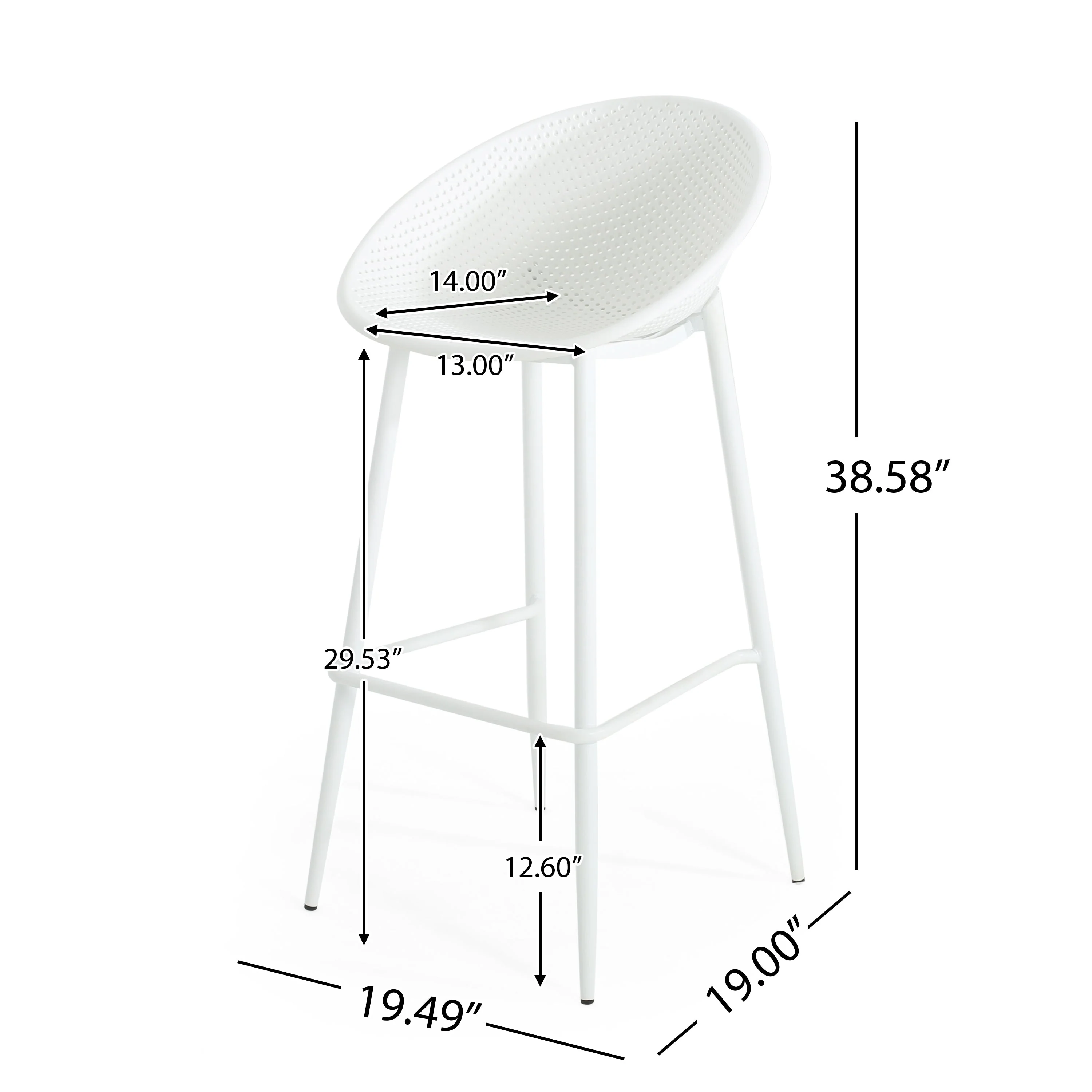 Modern Gable Outdoor Barstool Set of 2 in White - Image 3