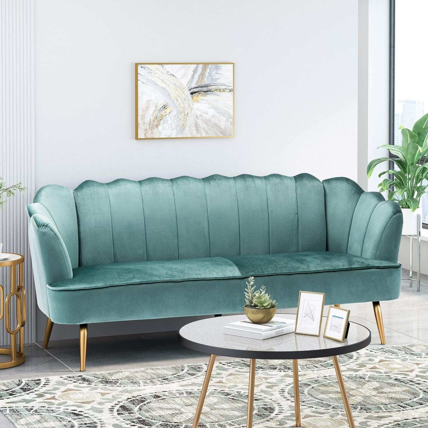 Modern Glam 3 Seater Sofa With Texture - Image 14