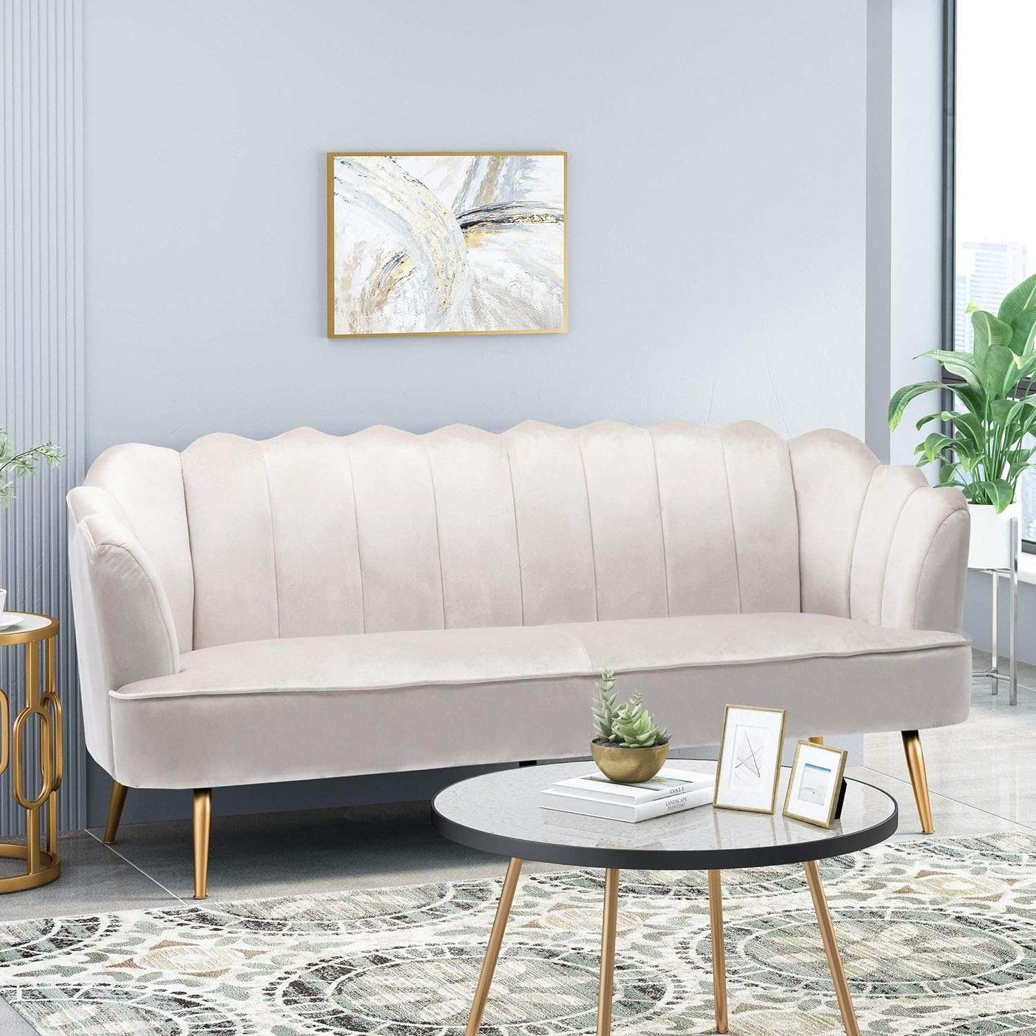 Modern Glam 3 Seater Sofa With Texture - Image 16