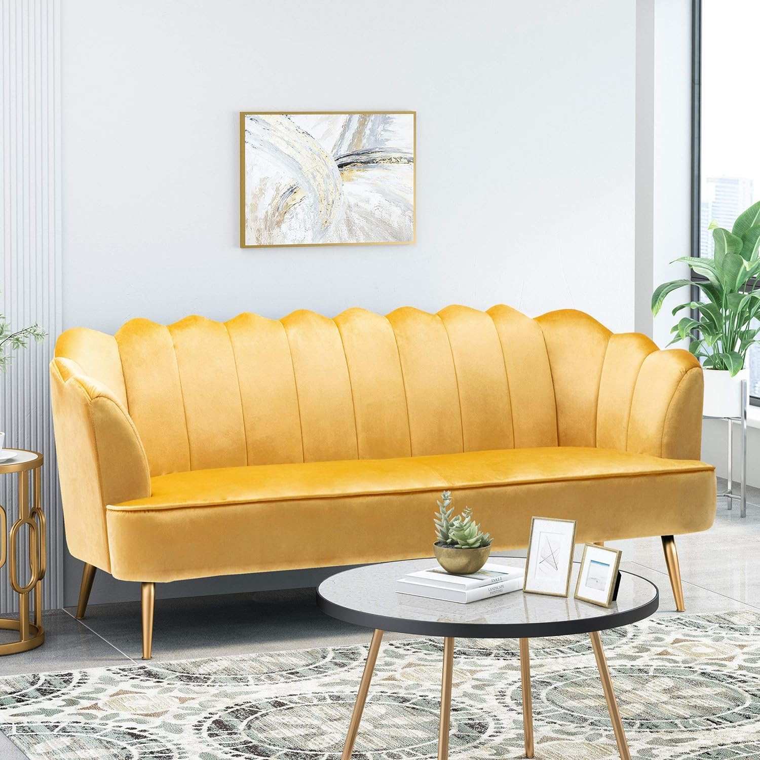 Modern Glam 3 Seater Sofa With Texture - Image 7