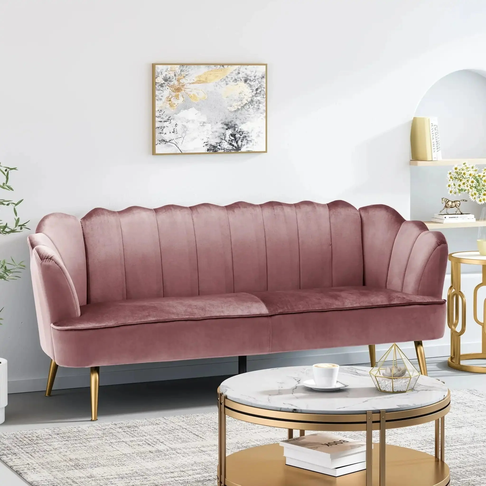 Modern Glam 3 Seater Sofa With Texture - Image 8