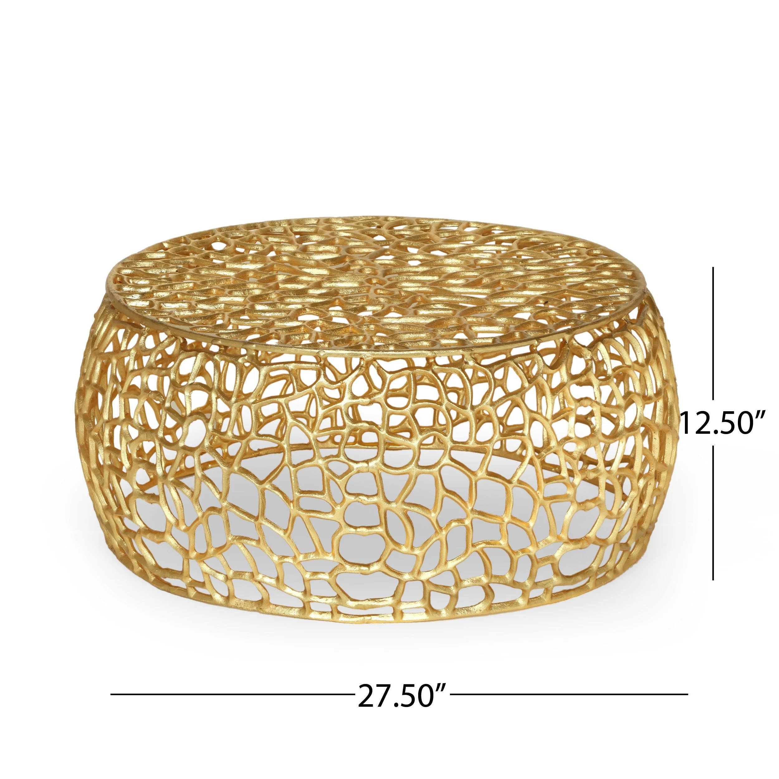 Modern Glam Mesh Coffee Table with Gold Accents and Aluminum Frame - Image 3
