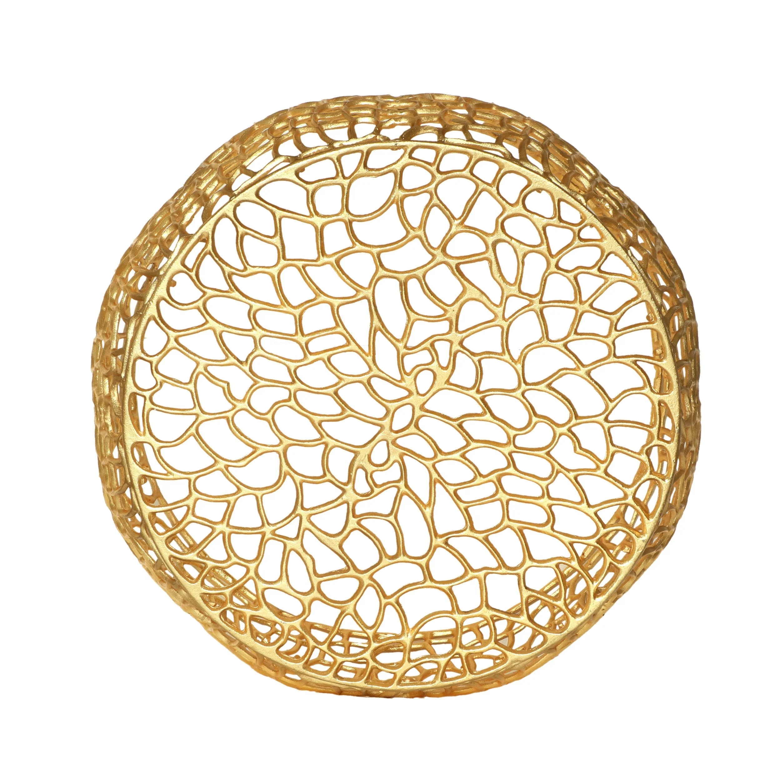 Modern Glam Mesh Coffee Table with Gold Accents and Aluminum Frame - Image 5