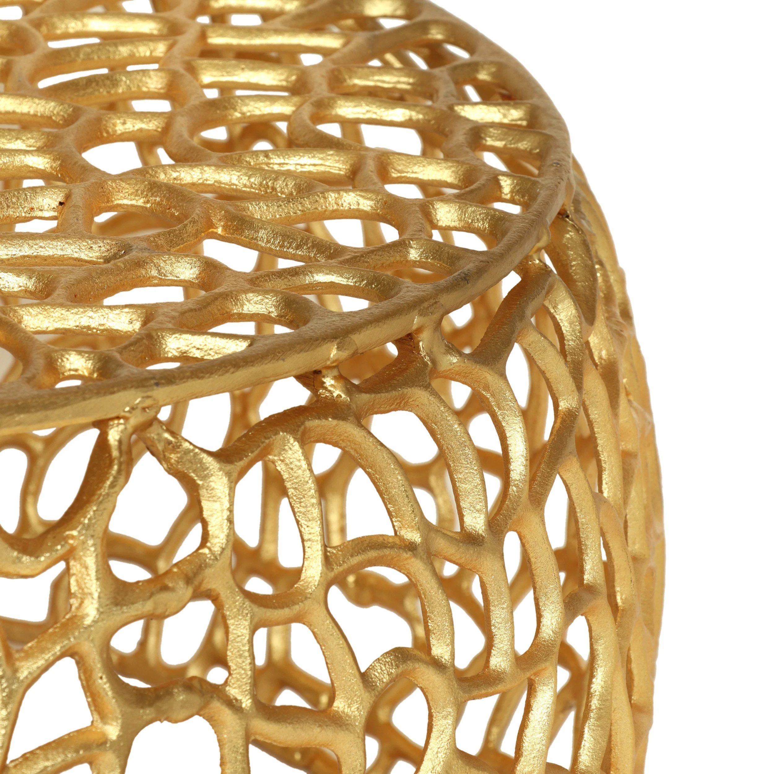 Modern Glam Mesh Coffee Table with Gold Accents and Aluminum Frame - Image 7