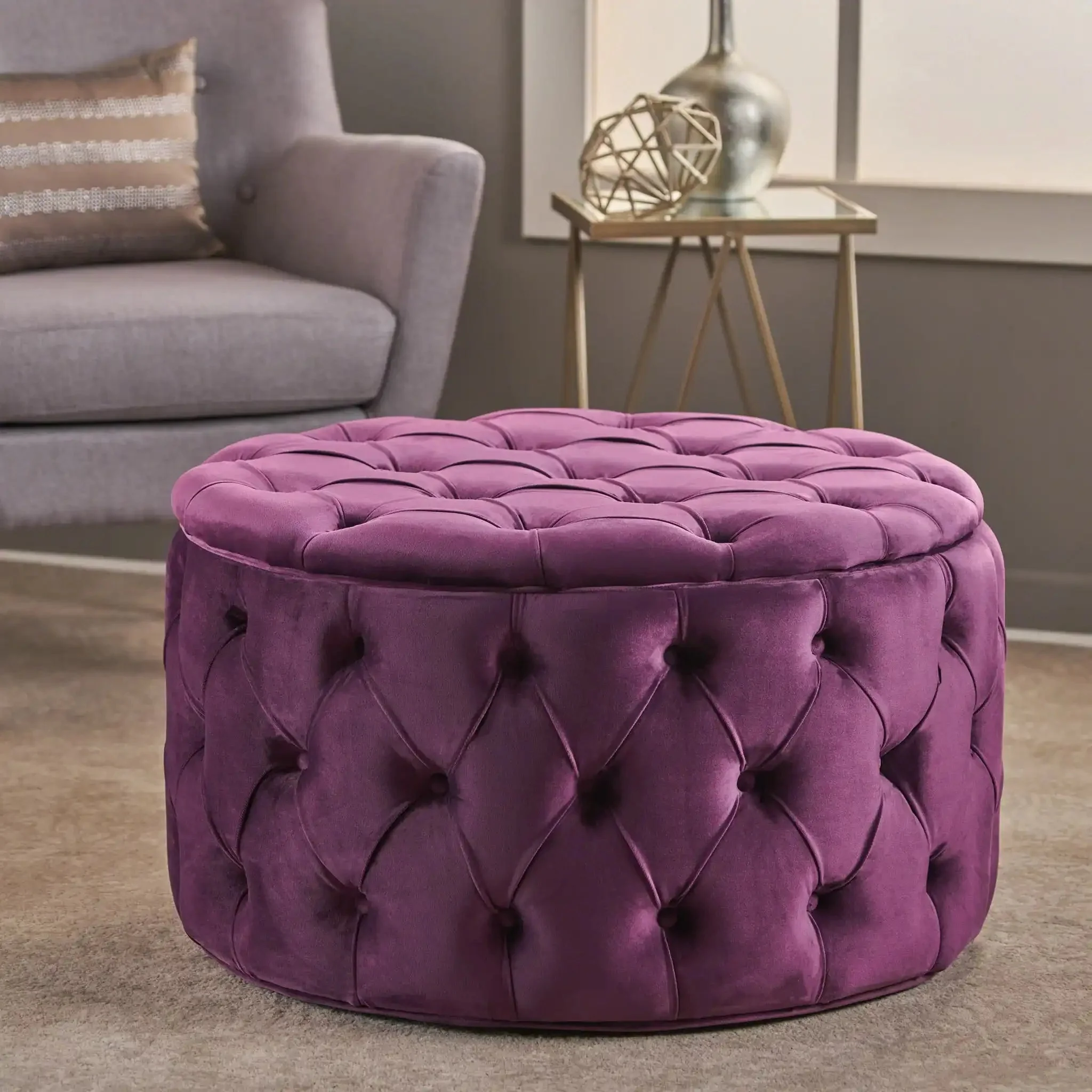 Modern Glam Ottoman Velvet - Image 30