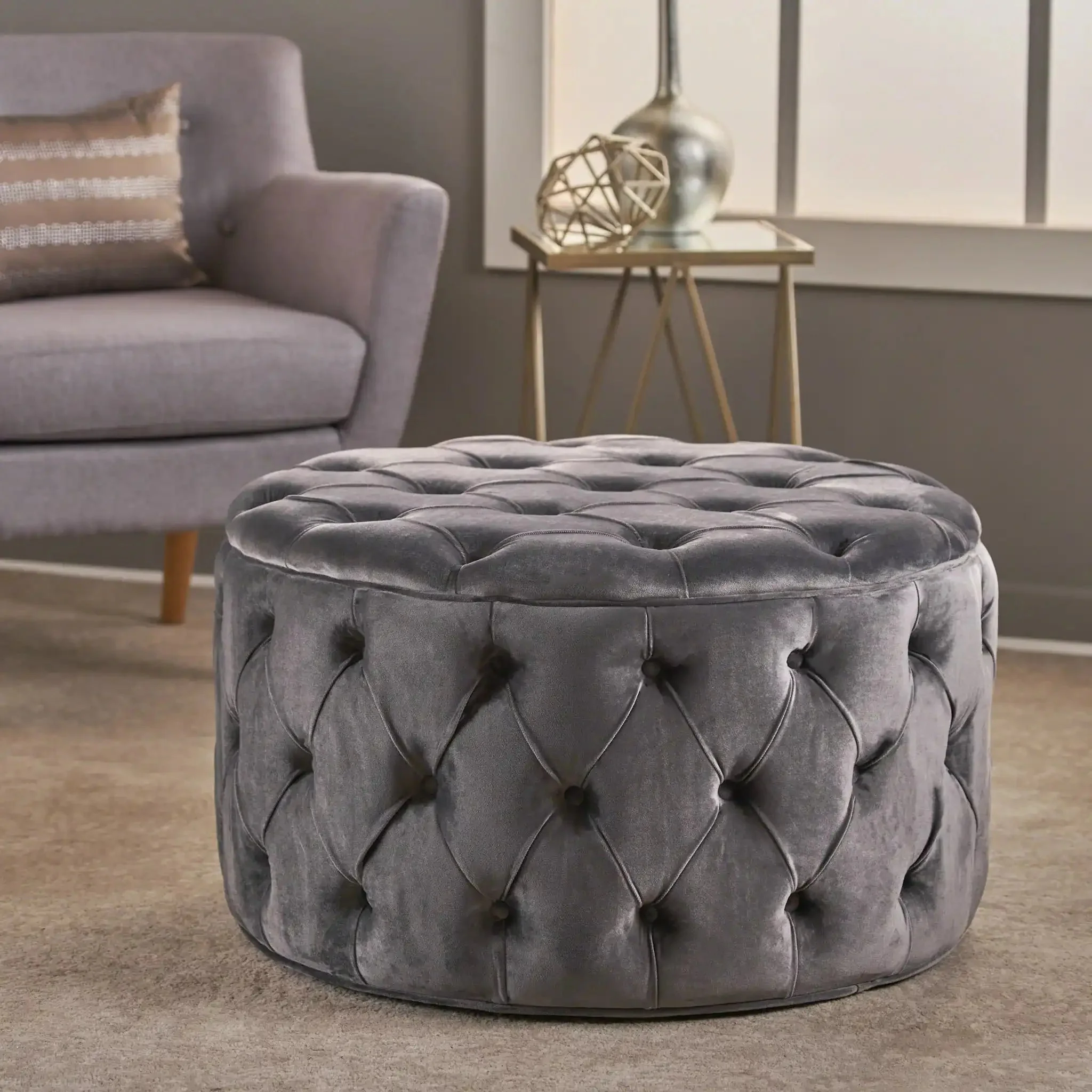 Modern Glam Ottoman Velvet - Image 33