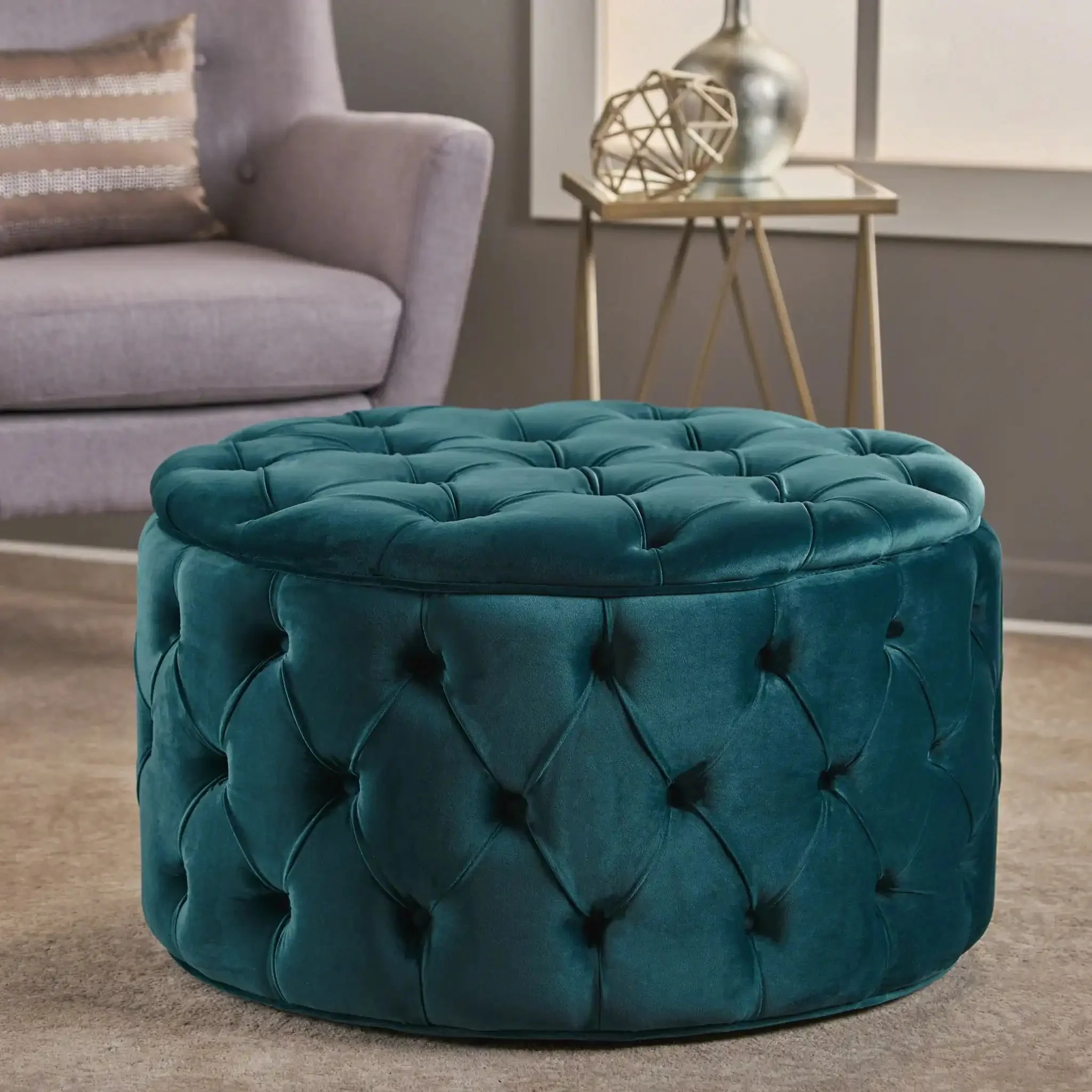 Modern Glam Ottoman Velvet - Image 35