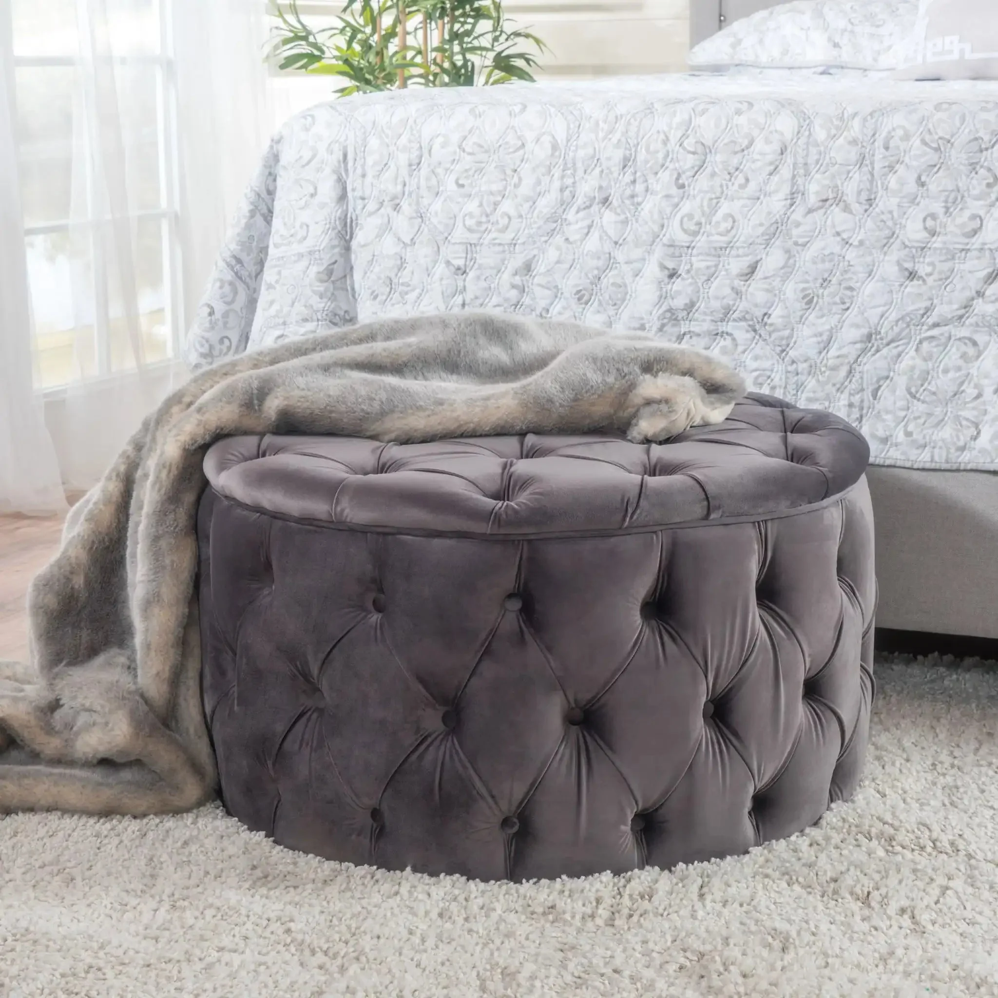Modern Glam Ottoman Velvet - Image 36