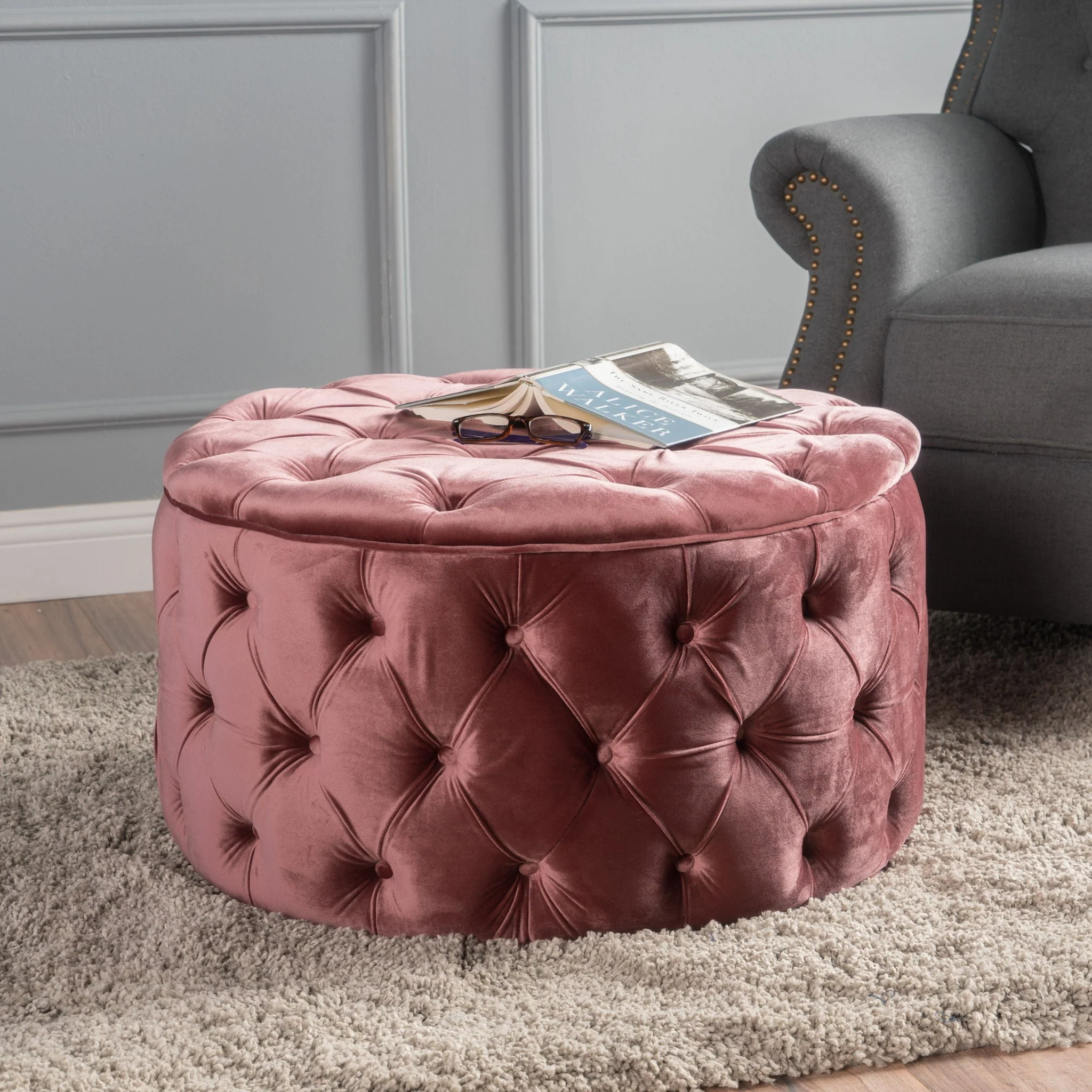 Modern Glam Ottoman Velvet - Image 9