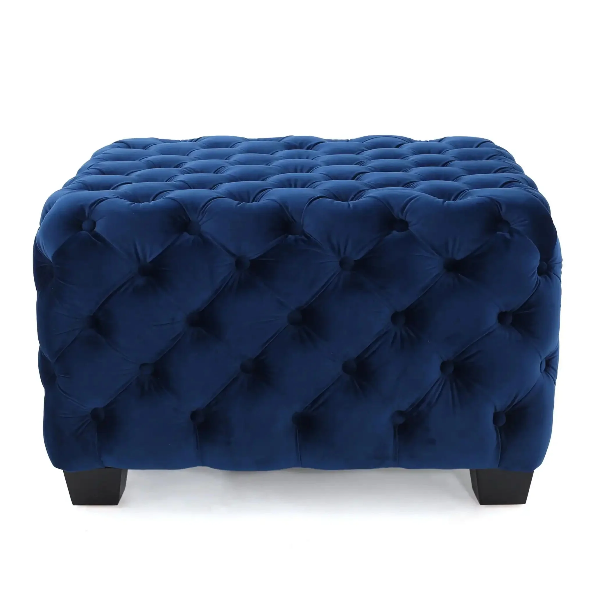 Modern Glam Ottoman With Upholstery And Button Tufted Design - Image 2