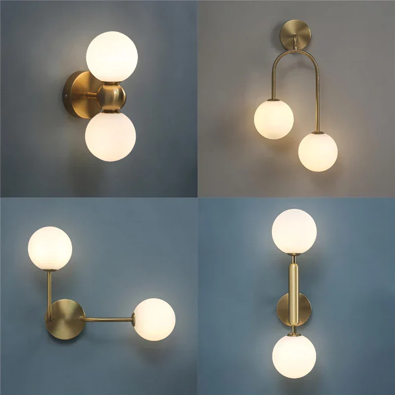 Modern Glass Ball Wall Sconce Bedroom Bedside Living Room Background Light
