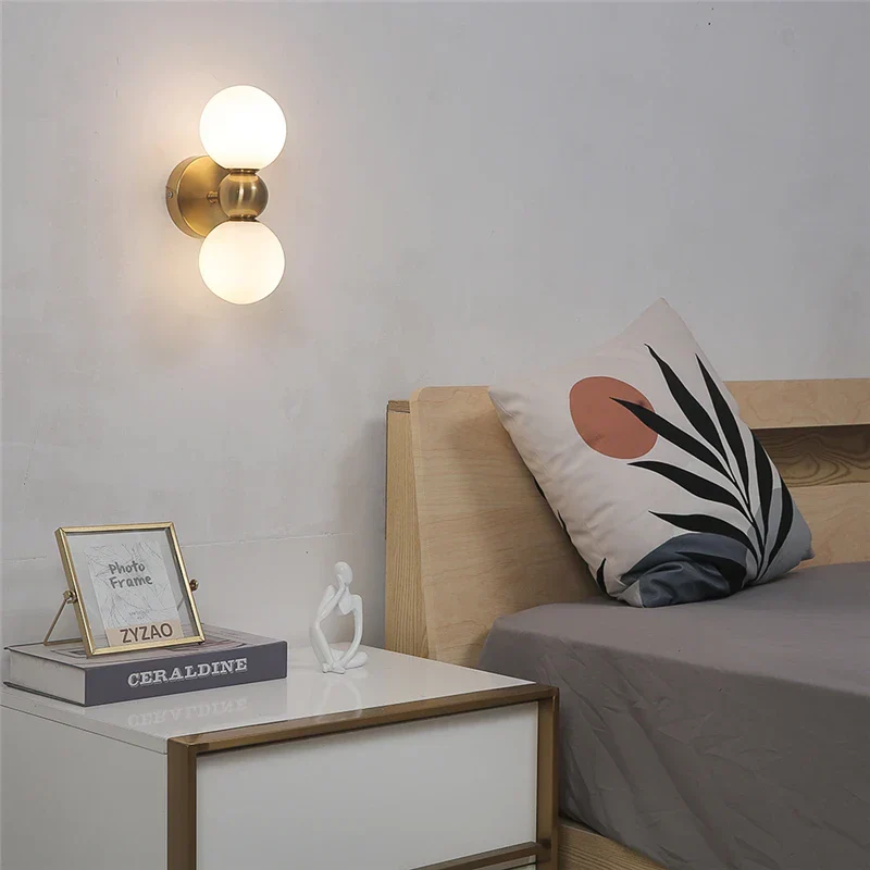 Modern Glass Ball Wall Sconce Bedroom Bedside Living Room Background Light - Image 2