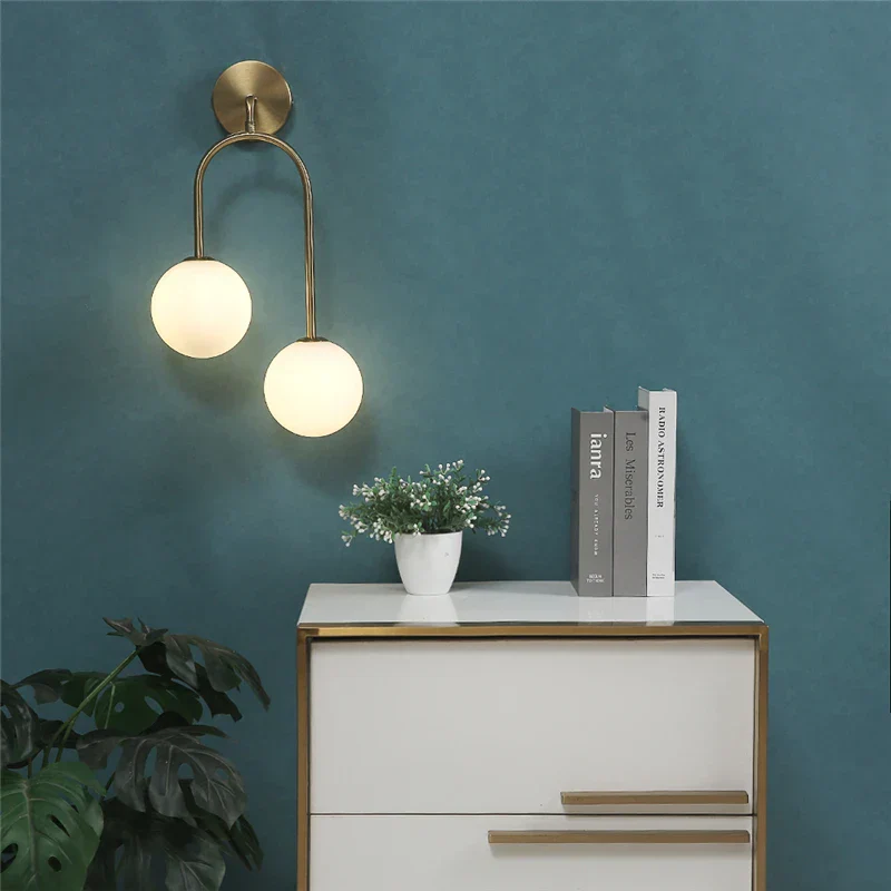 Modern Glass Ball Wall Sconce Bedroom Bedside Living Room Background Light - Image 5