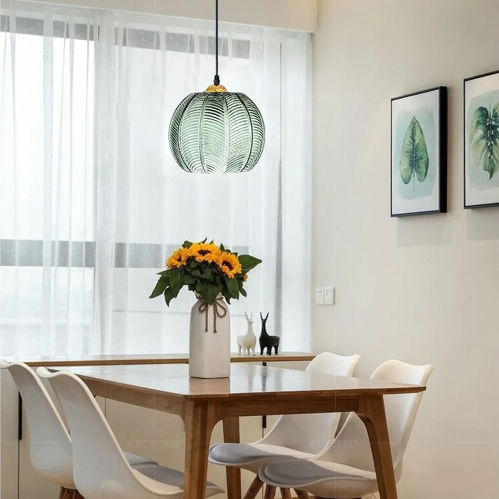 Modern Glass Pendant Light – Green Leaf Hanging Lamp for Bedroom & Living Room - Image 10