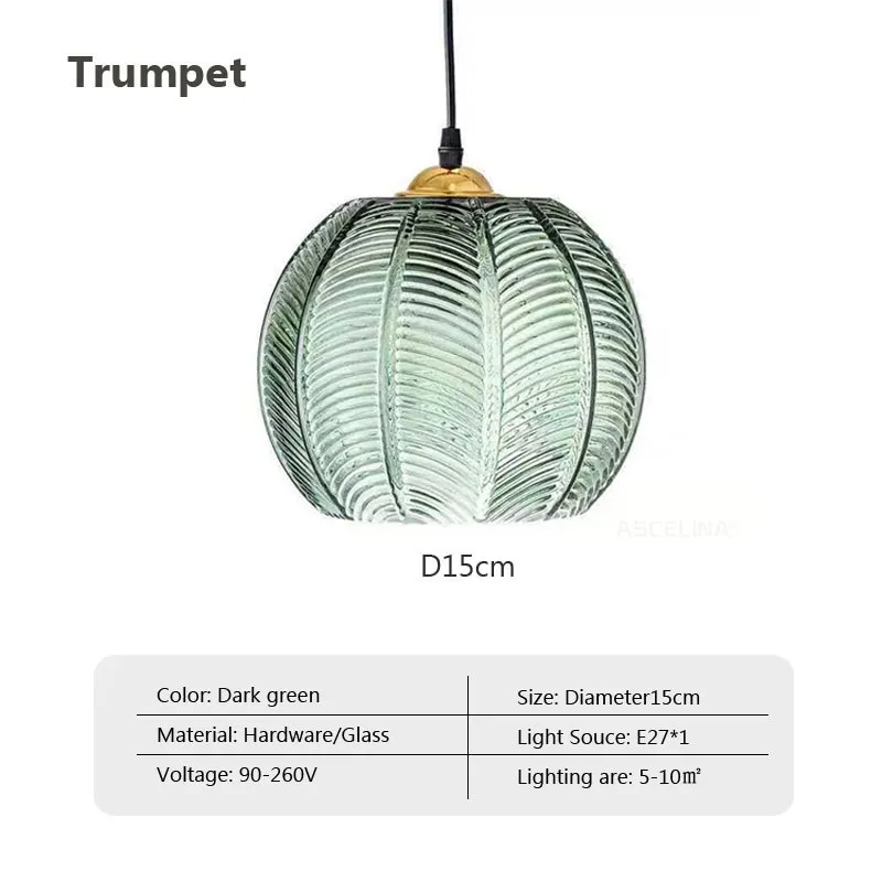 Modern Glass Pendant Light – Green Leaf Hanging Lamp for Bedroom & Living Room - Image 13