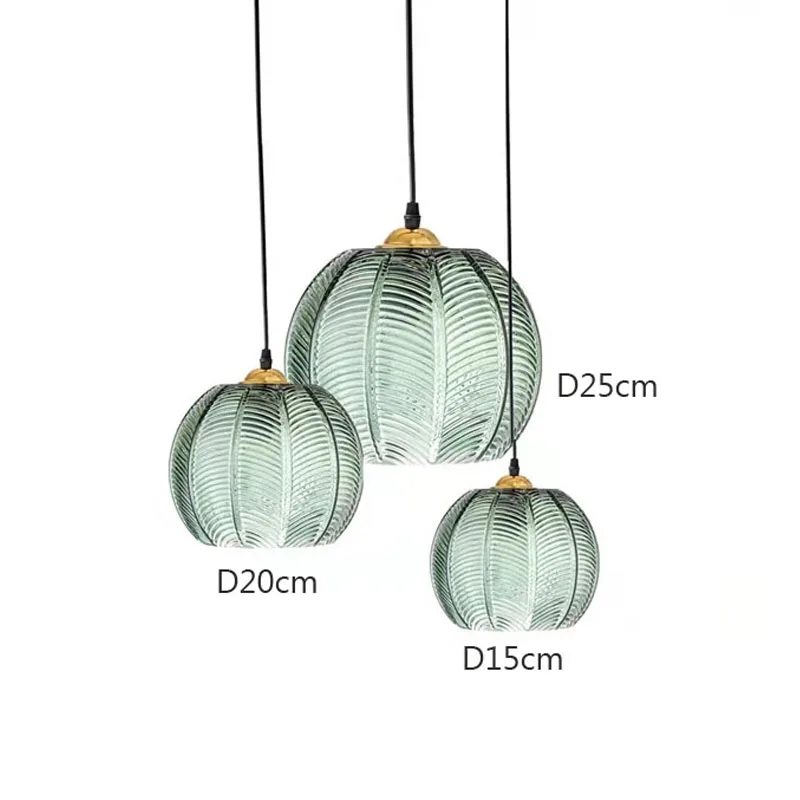 Modern Glass Pendant Light – Green Leaf Hanging Lamp for Bedroom & Living Room - Image 4