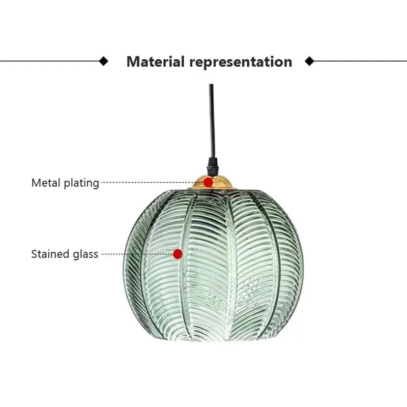 Modern Glass Pendant Light – Green Leaf Hanging Lamp for Bedroom & Living Room - Image 6