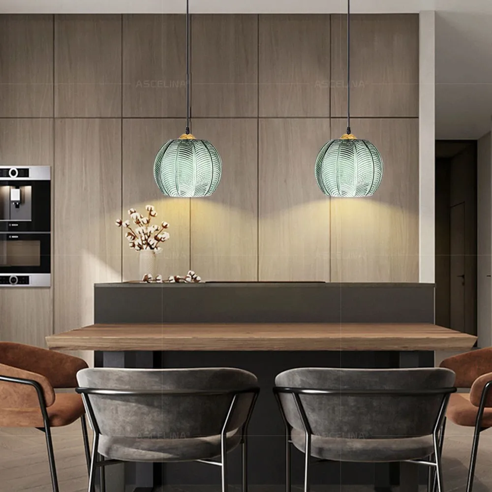Modern Glass Pendant Light – Green Leaf Hanging Lamp for Bedroom & Living Room - Image 8