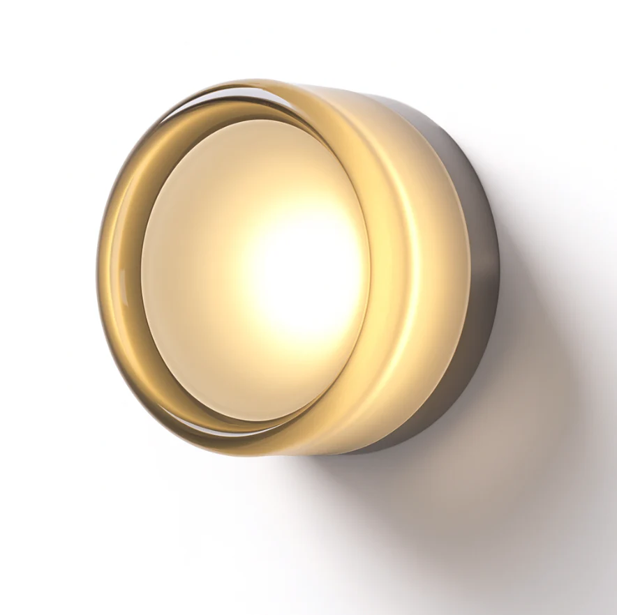 Modern Glass Round LED Wall Sconce 1-Light Aluminium Indoor Wall Lamp
