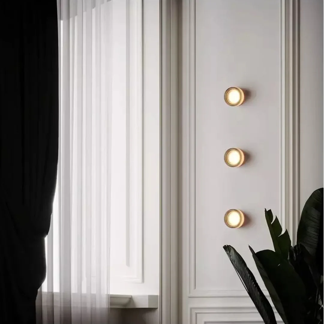 Modern Glass Round LED Wall Sconce 1-Light Aluminium Indoor Wall Lamp - Image 10