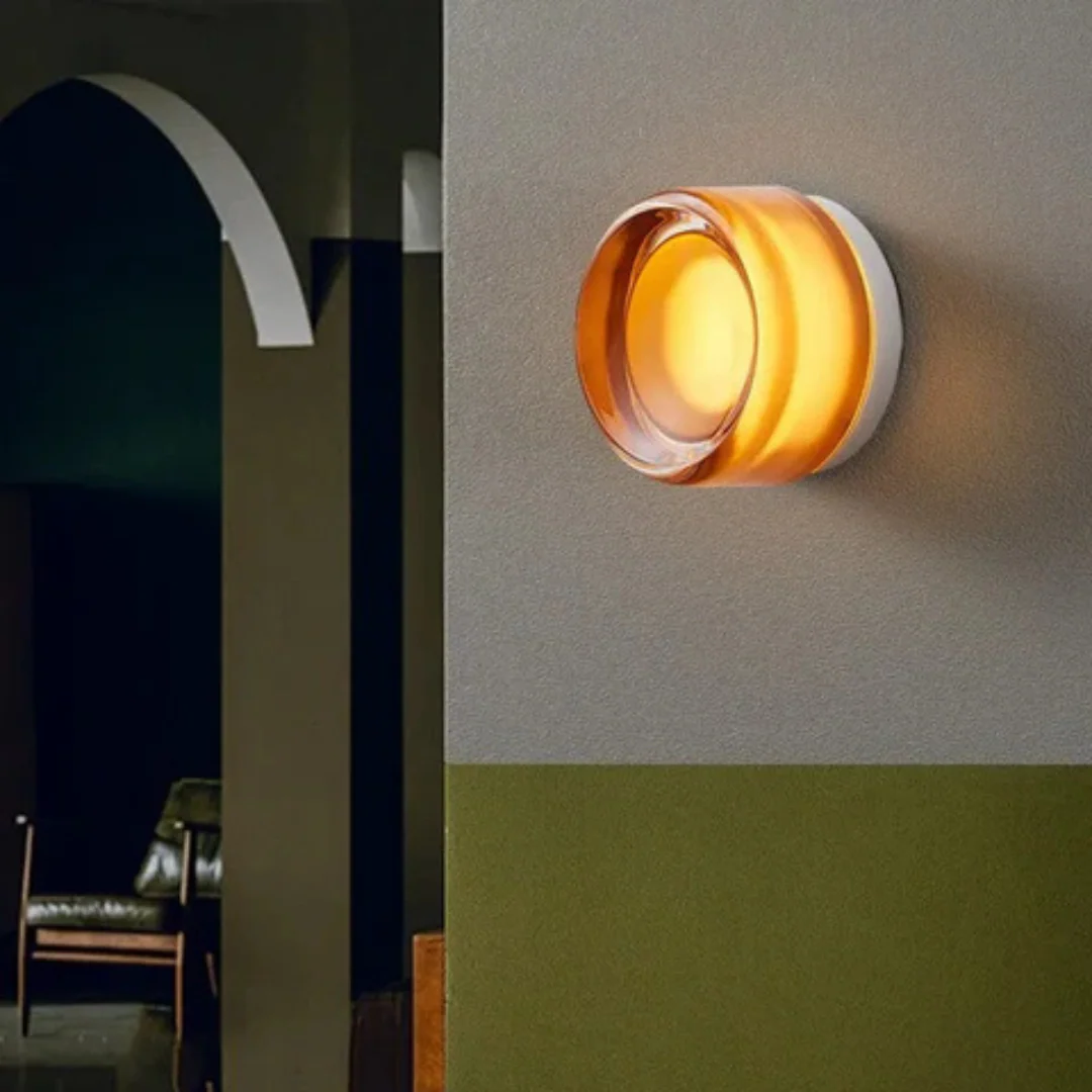 Modern Glass Round LED Wall Sconce 1-Light Aluminium Indoor Wall Lamp - Image 16
