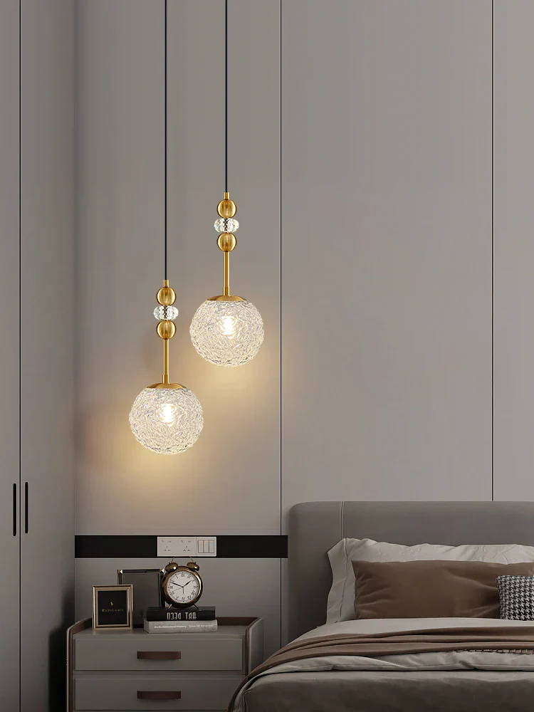 Modern Glazed Glass Chandelier Water Pattern Pendant Light Bedroom Cafe Decor