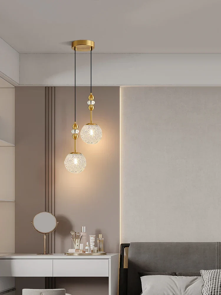 Modern Glazed Glass Chandelier Water Pattern Pendant Light Bedroom Cafe Decor - Image 2
