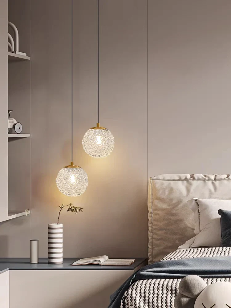 Modern Glazed Glass Chandelier Water Pattern Pendant Light Bedroom Cafe Decor - Image 4