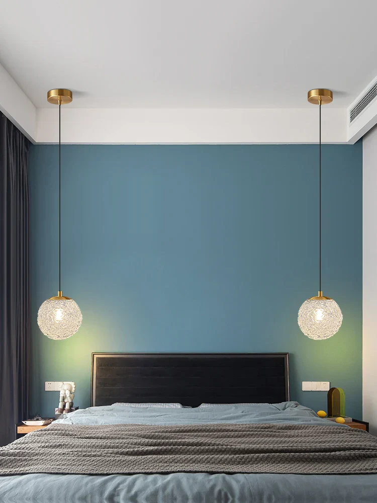 Modern Glazed Glass Chandelier Water Pattern Pendant Light Bedroom Cafe Decor - Image 5