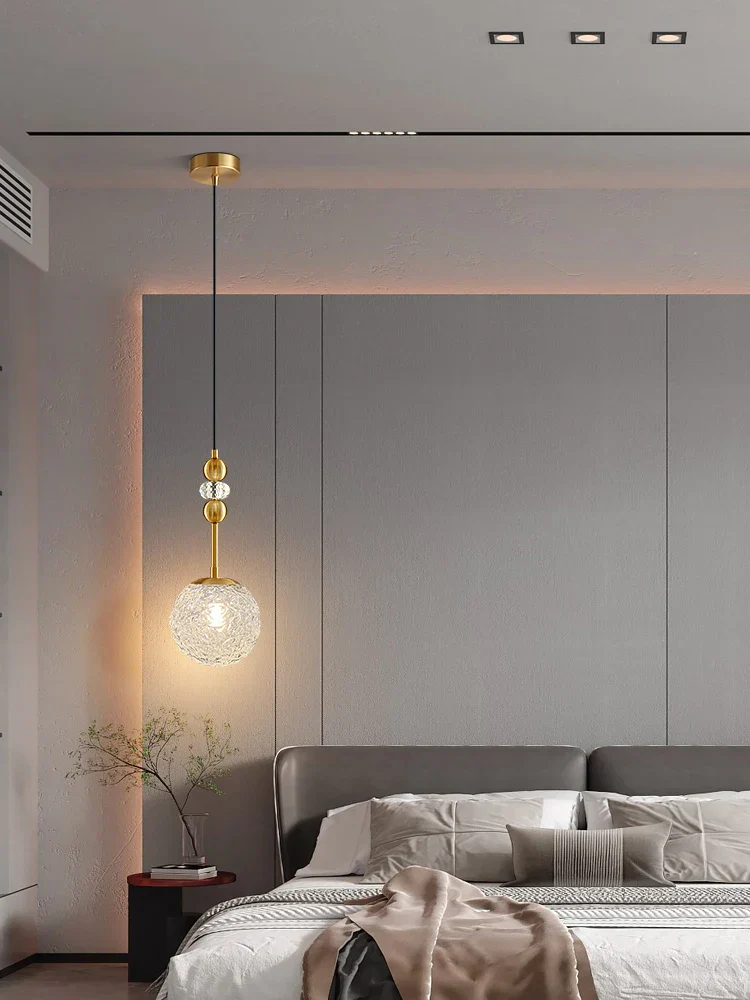 Modern Glazed Glass Chandelier Water Pattern Pendant Light Bedroom Cafe Decor - Image 6