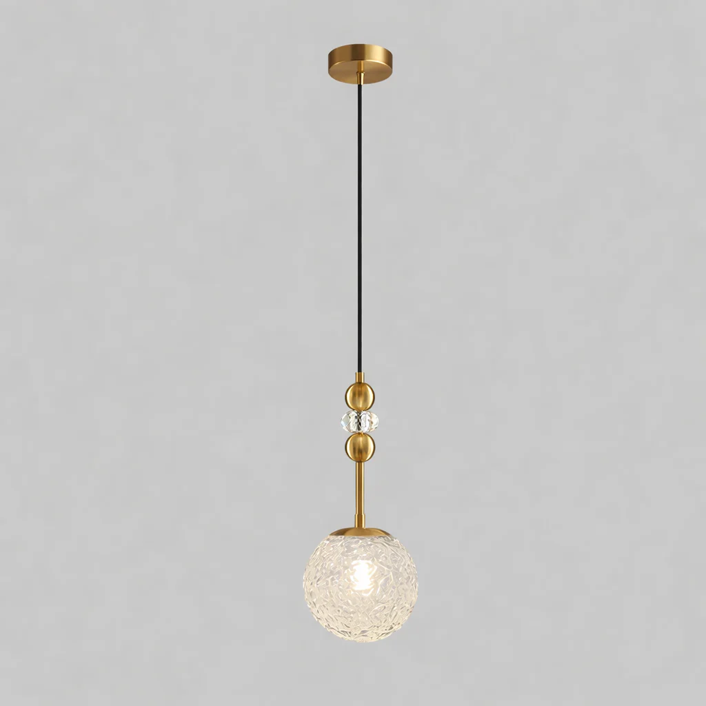 Modern Glazed Glass Chandelier Water Pattern Pendant Light Bedroom Cafe Decor - Image 7