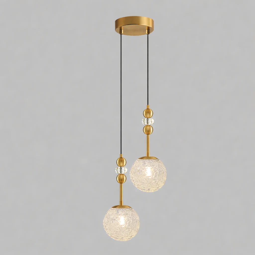 Modern Glazed Glass Chandelier Water Pattern Pendant Light Bedroom Cafe Decor - Image 8