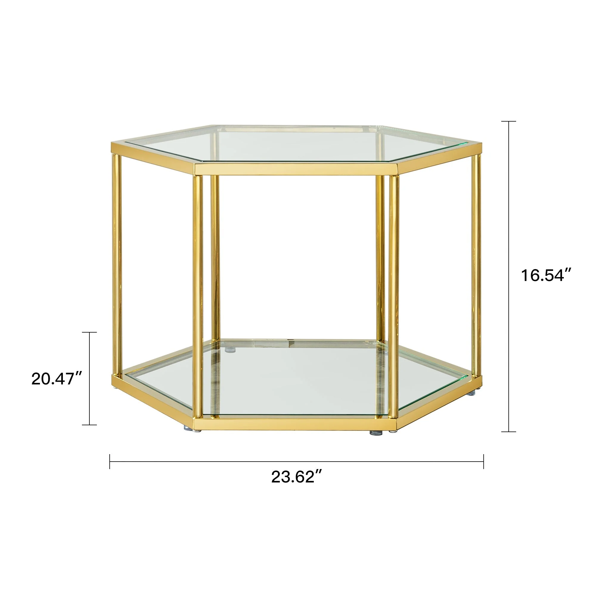 Modern Gold Stainless Steel Coffee Table with Double-Layer Tempered Glass - Image 3