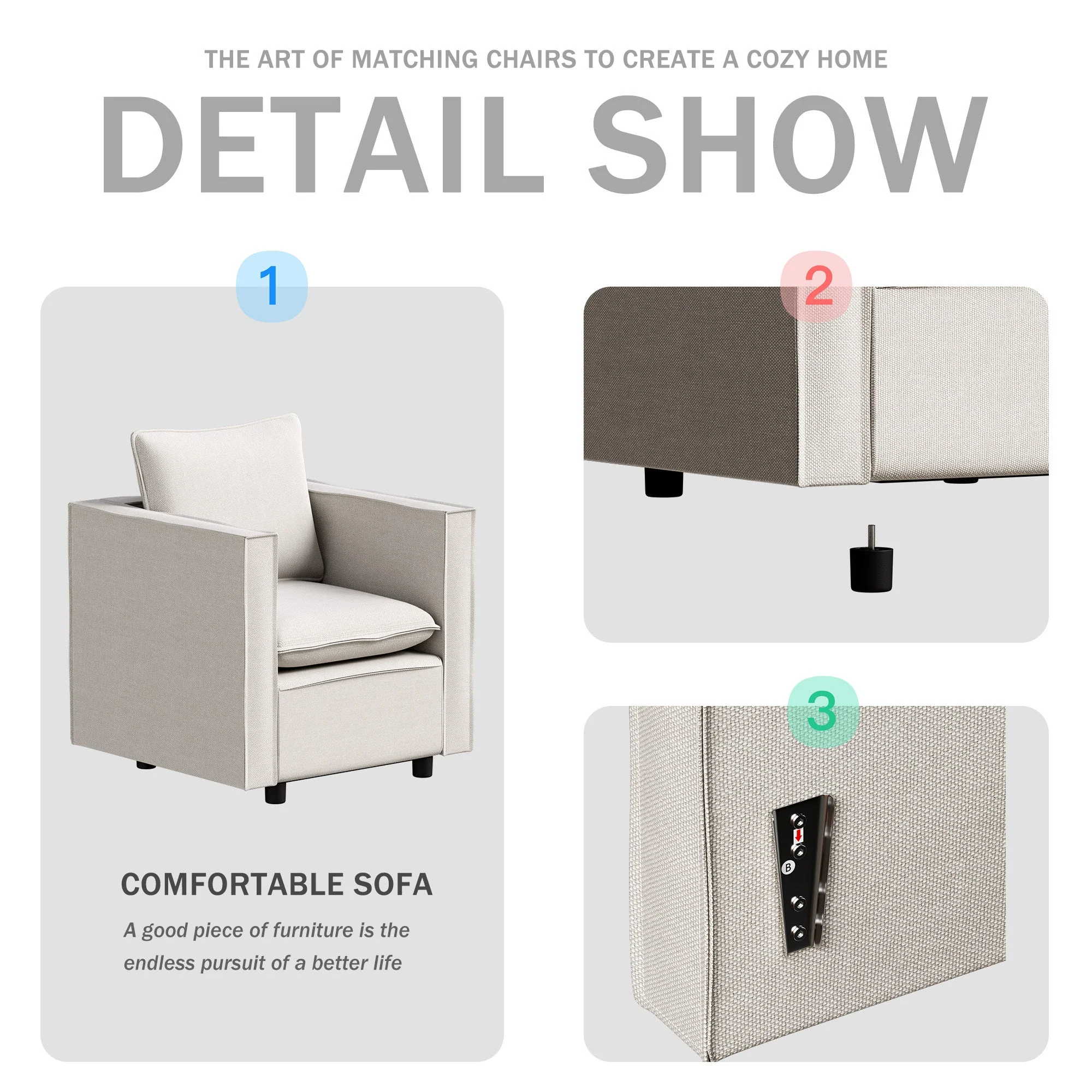 Modern Gray Single Sofa Chair - Image 15