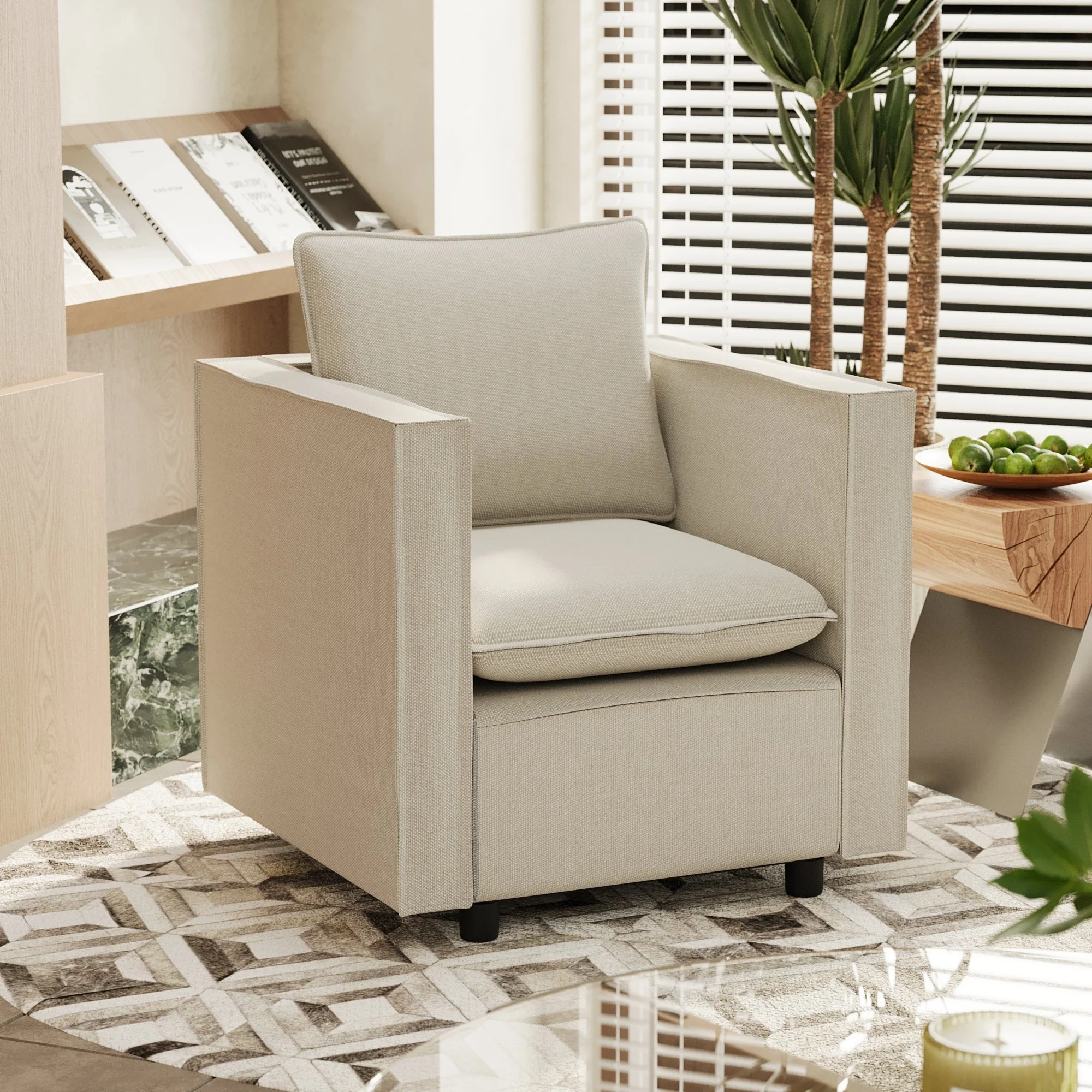 Modern Gray Single Sofa Chair - Image 2
